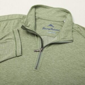 Tommy Bahama Sweater Mens Medium Green Island Zone Quarter Zip Pullover Top